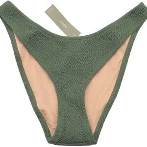 NWT JCrew Textured Green Bikini Bathing Suit Swim Bottom S Small